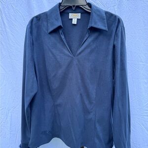 Talbots Blue Long Sleeve V-Neck Tee